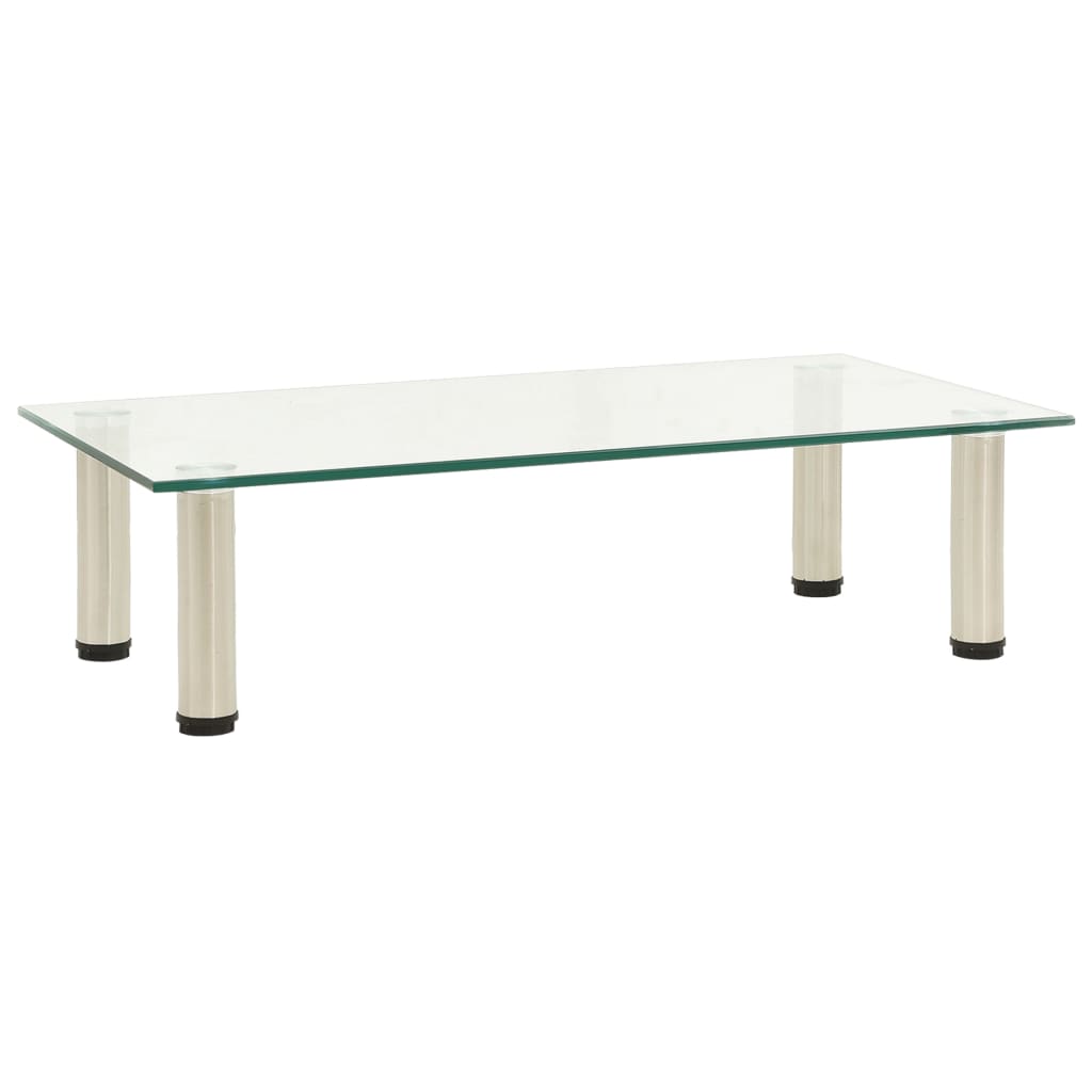 TV Stand Clear Tough Glass, Sturdy Steel Small Modern TV Stand