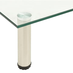 TV Stand Clear Tough Glass, Sturdy Steel Small Modern TV Stand