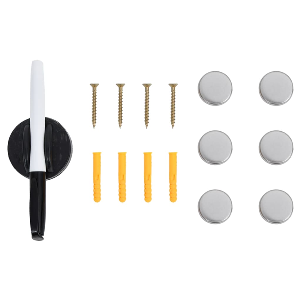 White magnetic key box with tempered glass door, 11.8x7.9x1.6 inches, including pen, magnets, and mounting hardware.