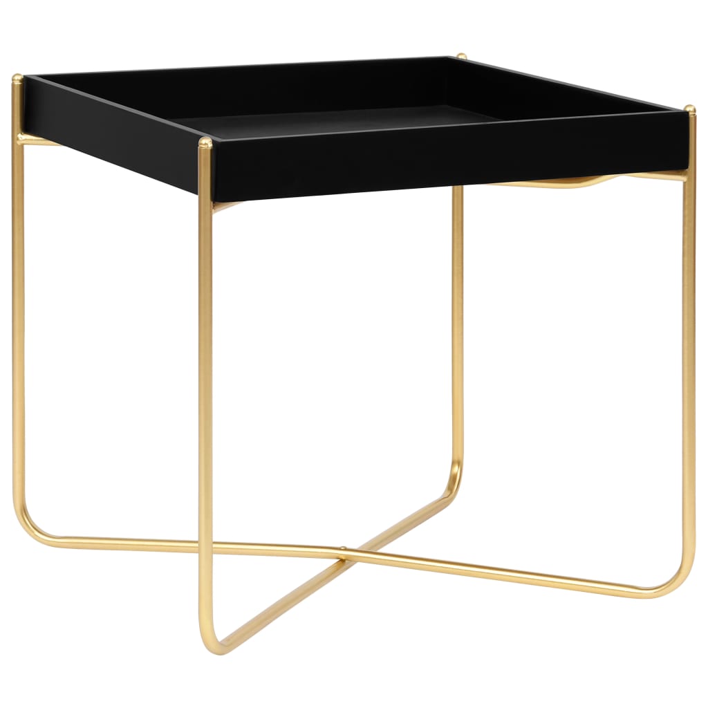 Side Table Black and Gold MDF and Steel Small Durable
