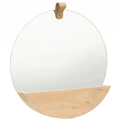 Wall Mirror Natural Wood Glass, Solid Pine Wood Medium