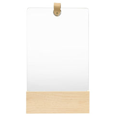 Rectangular pinewood wall mirror with storage ledge, 9.1x15.6 inches.