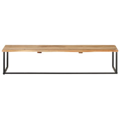 A live edge acacia wood wall peg with integrated shelf and iron hooks, measuring 39.4 by 13.8 by 8.7 inches.