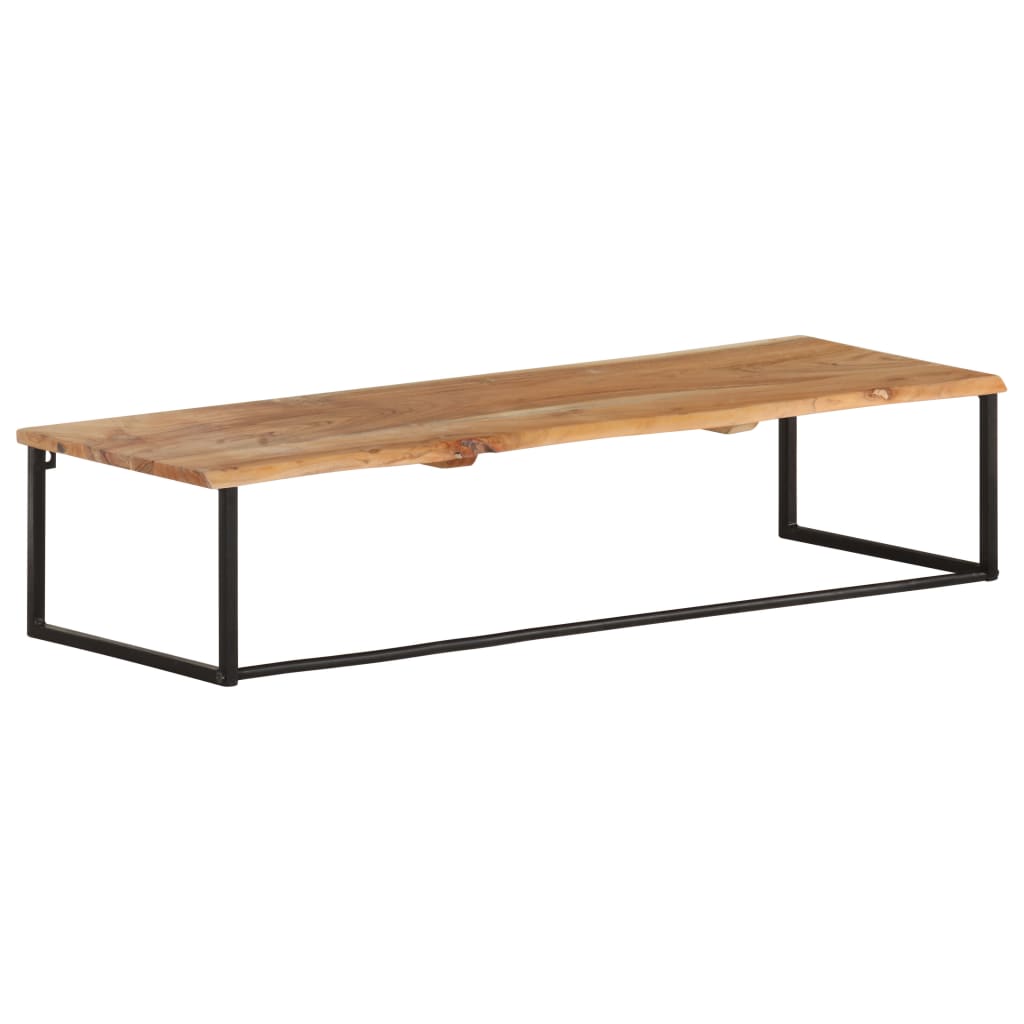 Live edge acacia wood wall peg with integrated shelf and iron hooks, 39.4x13.8x8.7 inches.