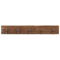 Reclaimed wood hall hanger with five cast iron hooks, 39.4x1x5.9 inches.