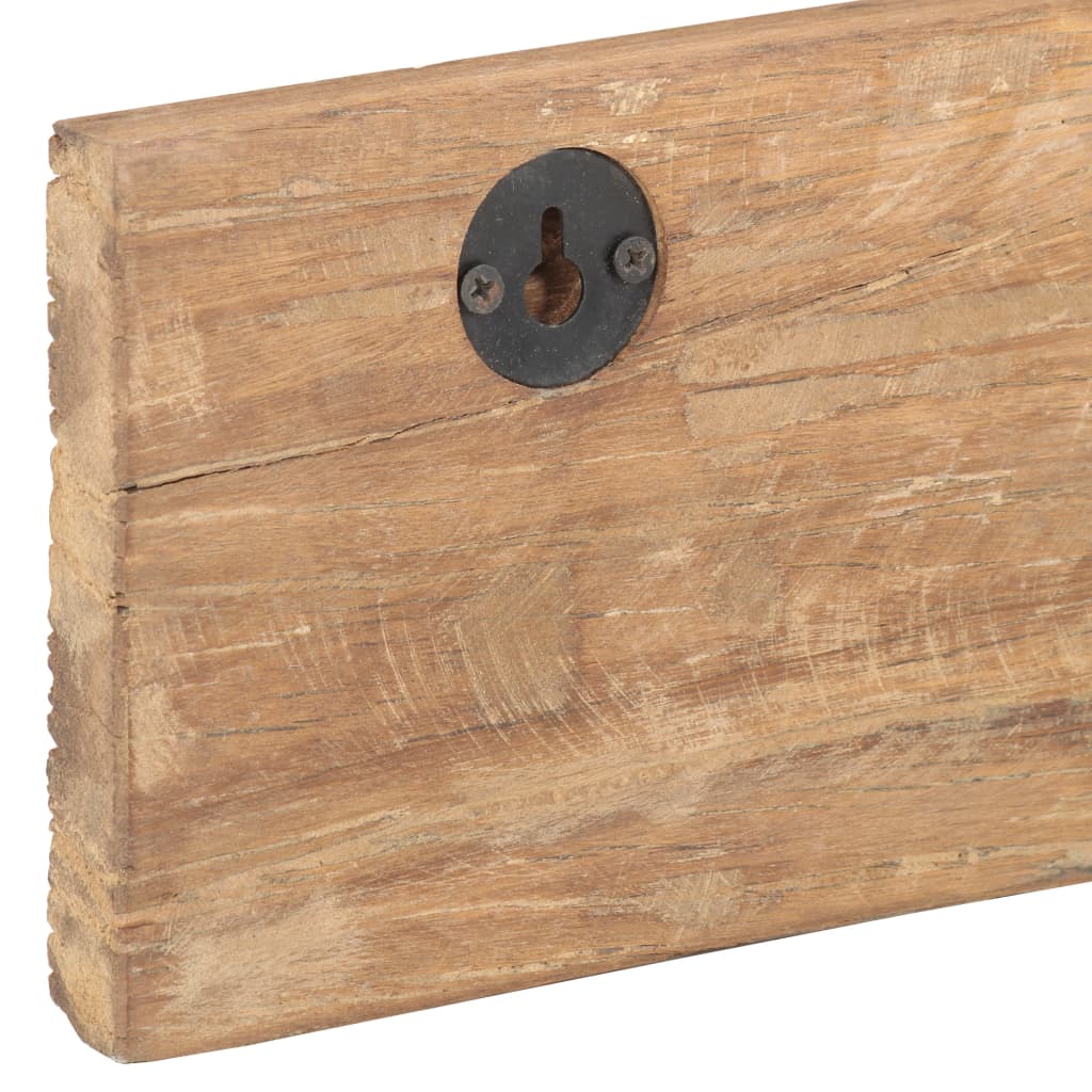 Reclaimed wood hall hanger with 5 cast iron hooks and wall mount, 39.4x1x5.9 inches.