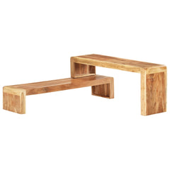 TV Cabinet Natural Wood Solid Acacia Wood Adjustable Length