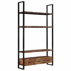 Bookshelf Multicolour Solid Reclaimed Wood, Powder-Coated Iron