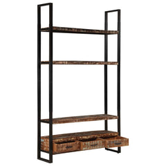 Bookshelf Multicolour Solid Reclaimed Wood, Powder-Coated Iron
