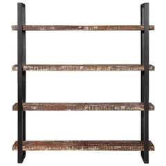 Bookcase Mixed color finish Solid Reclaimed Wood and Iron Large