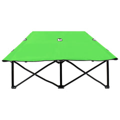 Sun Lounger Green 600 D Polyester, Powder-coated Steel Double