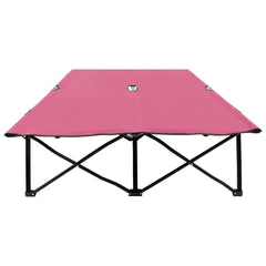 Sun Lounger Pink 600D polyester with PE coating, Powder-coated steel