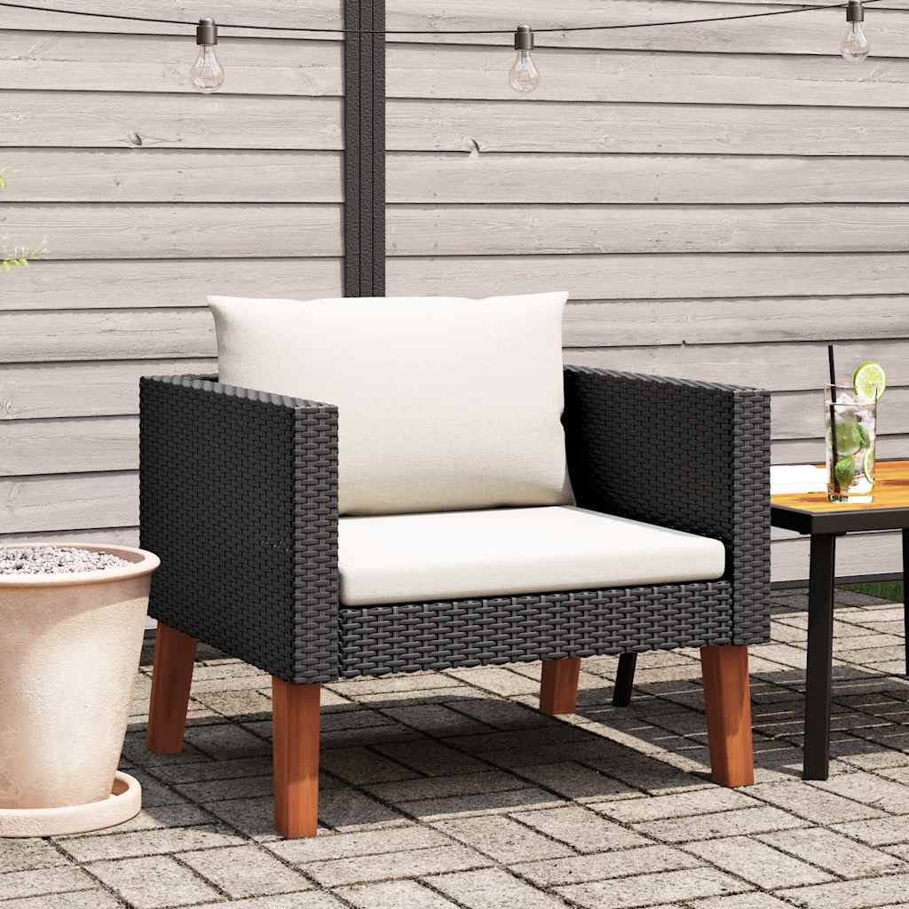 Garden Sofa Black PE rattan Single Seat Modular Garden Sofa
