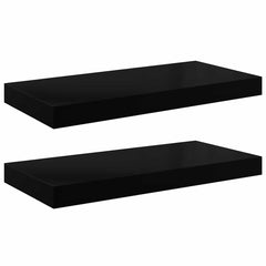 Wall Shelf Set of 2 High gloss black Honeycomb MDF, metal
