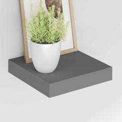 Wall Shelf Set of 2 High gloss gray Honeycomb MDF, Metal