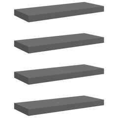 Wall Shelf Set of 4 High gloss grey Honeycomb MDF, metal