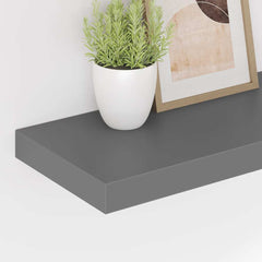 Wall Shelf Set of 4 High gloss grey Honeycomb MDF, metal