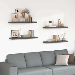 Wall Shelf Set of 4 High gloss grey Honeycomb MDF, metal Regular