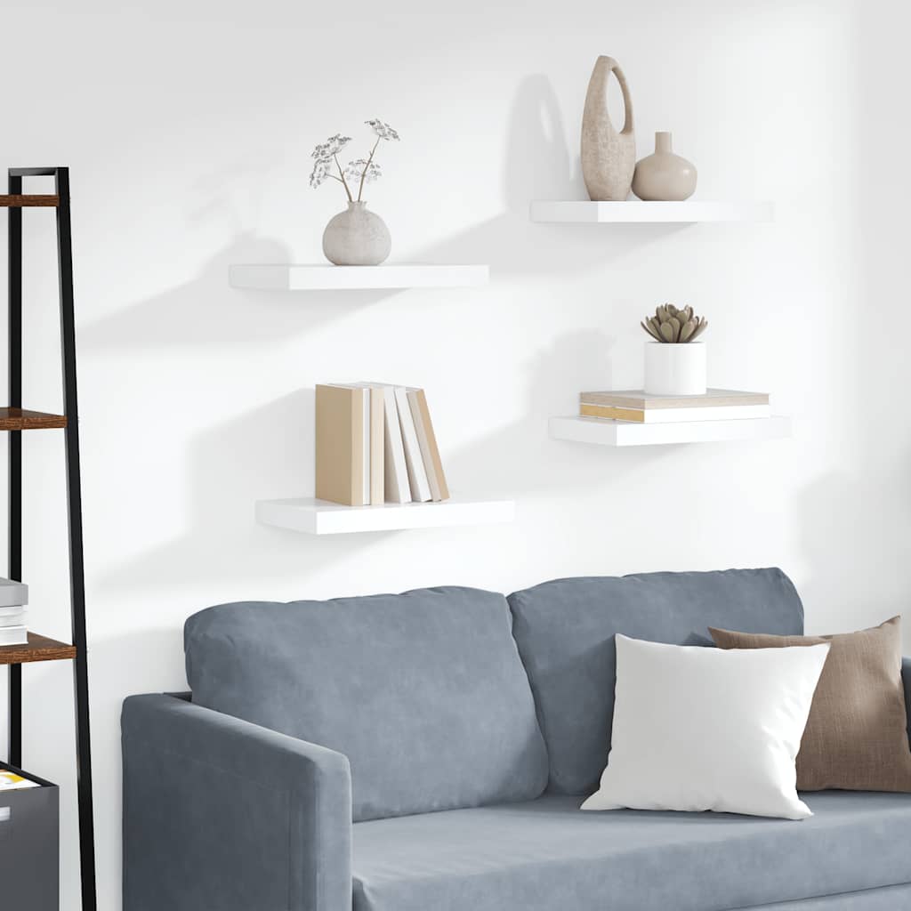 Wall Shelf Set of 4 White Honeycomb MDF, metal Medium