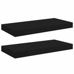 Floating Wall Shelves 2 pcs Black 19.7x9.1x1.5 MDF