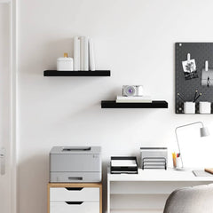 Floating Wall Shelves 2 pcs Black 19.7x9.1x1.5 MDF