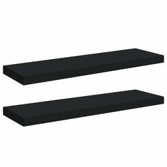 Wall Shelf Set of 2 Black Honeycomb MDF and Metal 31.5 in