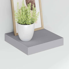 Wall Shelf Set of 2 Gray MDF 9.1x9.3x1.5 in Wall Shelf Square