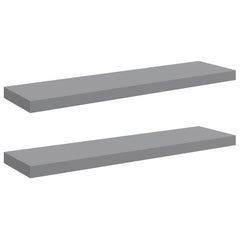 Wall Shelf Set of 2 Gray Honeycomb MDF, metal frame Large