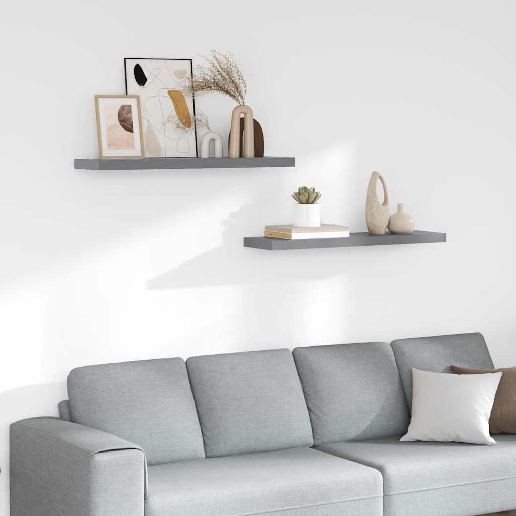 Wall Shelf Set of 2 Gray Honeycomb MDF, metal frame Large