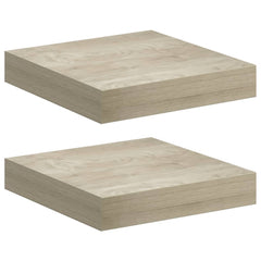 Wall Shelf Set of 2 Oak Honeycomb MDF, Metal 9.1 x 9.3 x 1.5 in