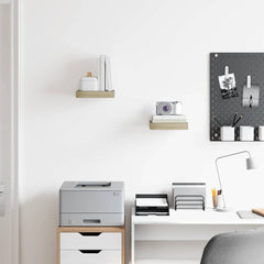 Wall Shelf Set of 2 Oak Honeycomb MDF, Metal 9.1 x 9.3 x 1.5 in