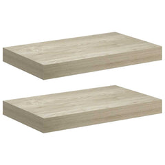 Wall Shelf Set of 2 Oak Honeycomb MDF, Metal 15.7 x 9.1 x 1.5 in