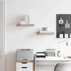 Wall Shelf Set of 2 Oak Honeycomb MDF, Metal 15.7 x 9.1 x 1.5 in