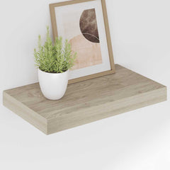 Wall Shelf Set of 2 Oak Honeycomb MDF, Metal 15.7 x 9.1 x 1.5 in