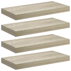 Wall Shelf Set of 4 Oak Honeycomb MDF, Metal 19.7 x 9.1 x 1.5 in
