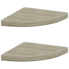 Corner Shelf Set of 2 Oak Honeycomb MDF, metal 13.8 x 13.8 in
