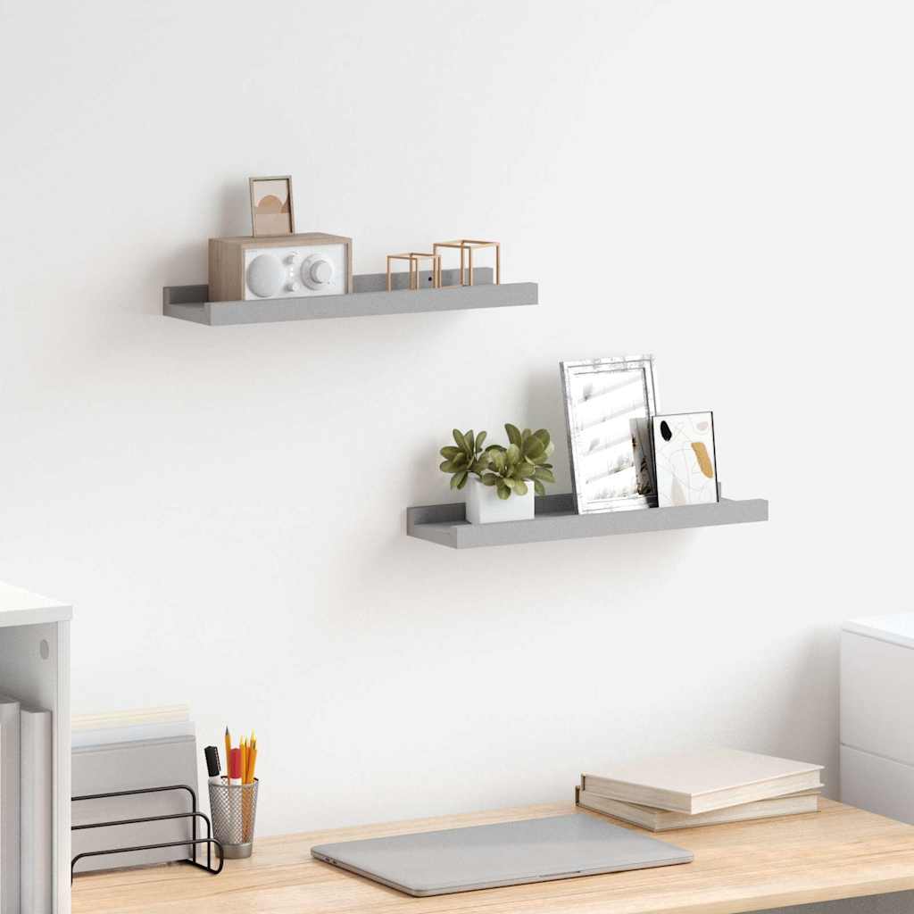 Frame Ledge Shelf Set of 2 Gray MDF Small Wall mounting