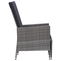 Armchair Grey PE rattan Medium Adjustable Armrests Armchair