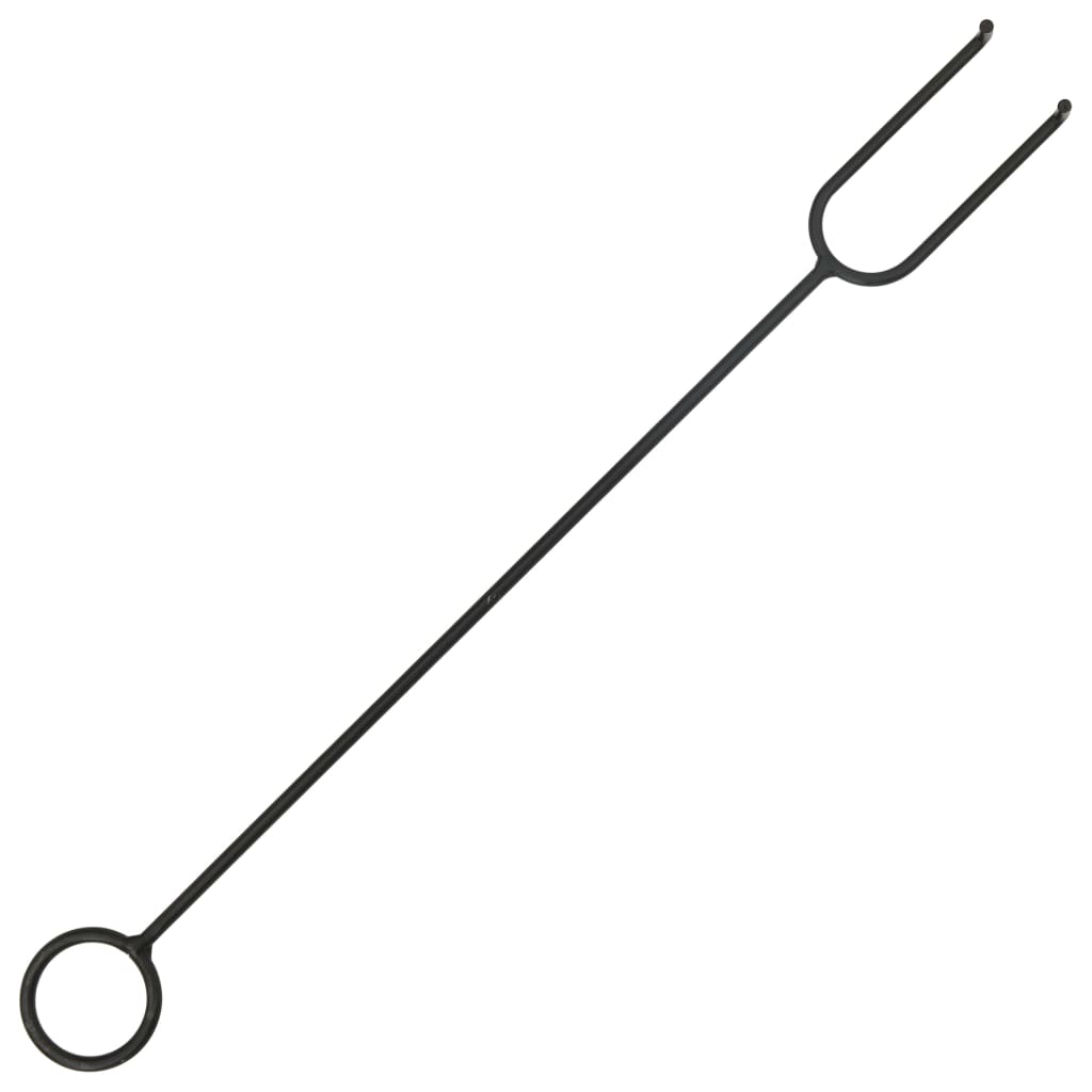 Rustic steel fire pit with 26.6-inch bowl, mesh lid, and poker tool.