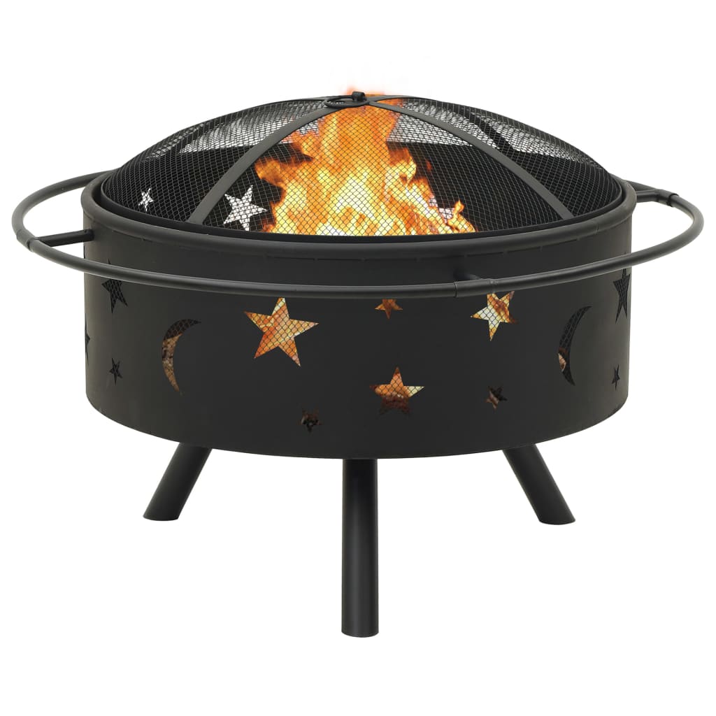 Fire Pit with Poker 29.9 XXL Steel