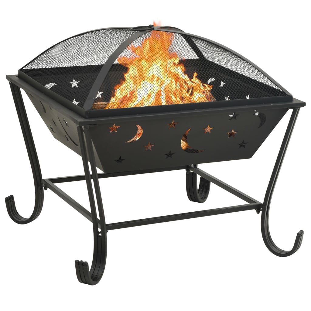 Fire Pit with Poker 24.4 XXL Steel
