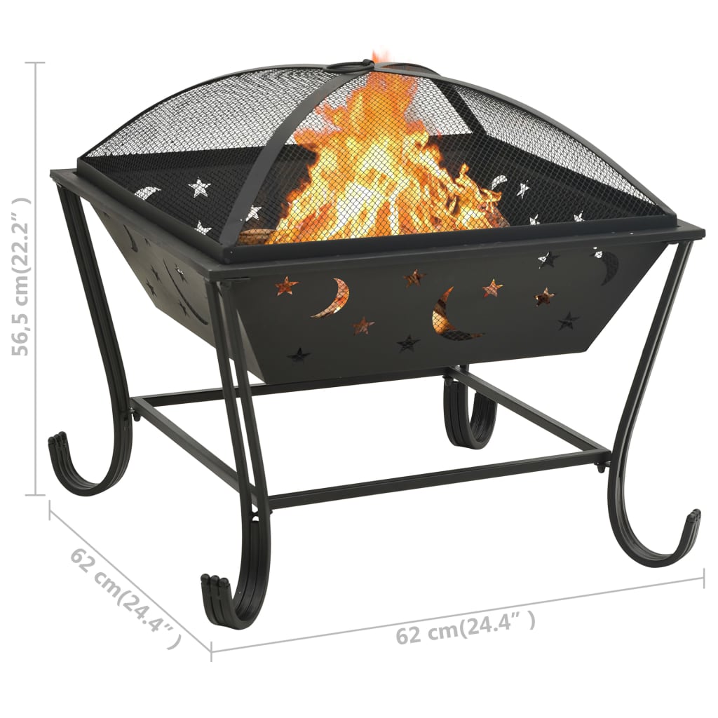 Fire Pit with Poker 24.4 XXL Steel