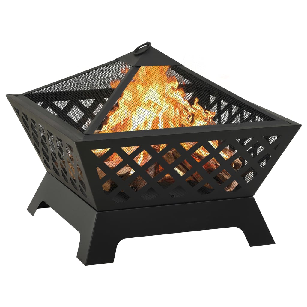 Fire Pit with Poker 25.2 XXL Steel
