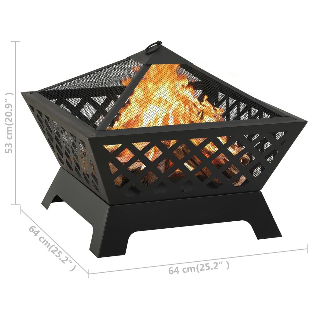 Fire Pit with Poker 25.2 XXL Steel