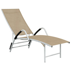 Sun Lounger Cream Aluminum Extra High Adjustable Armrests