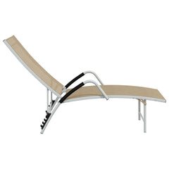 Sun Lounger Cream Aluminum Extra High Adjustable Armrests
