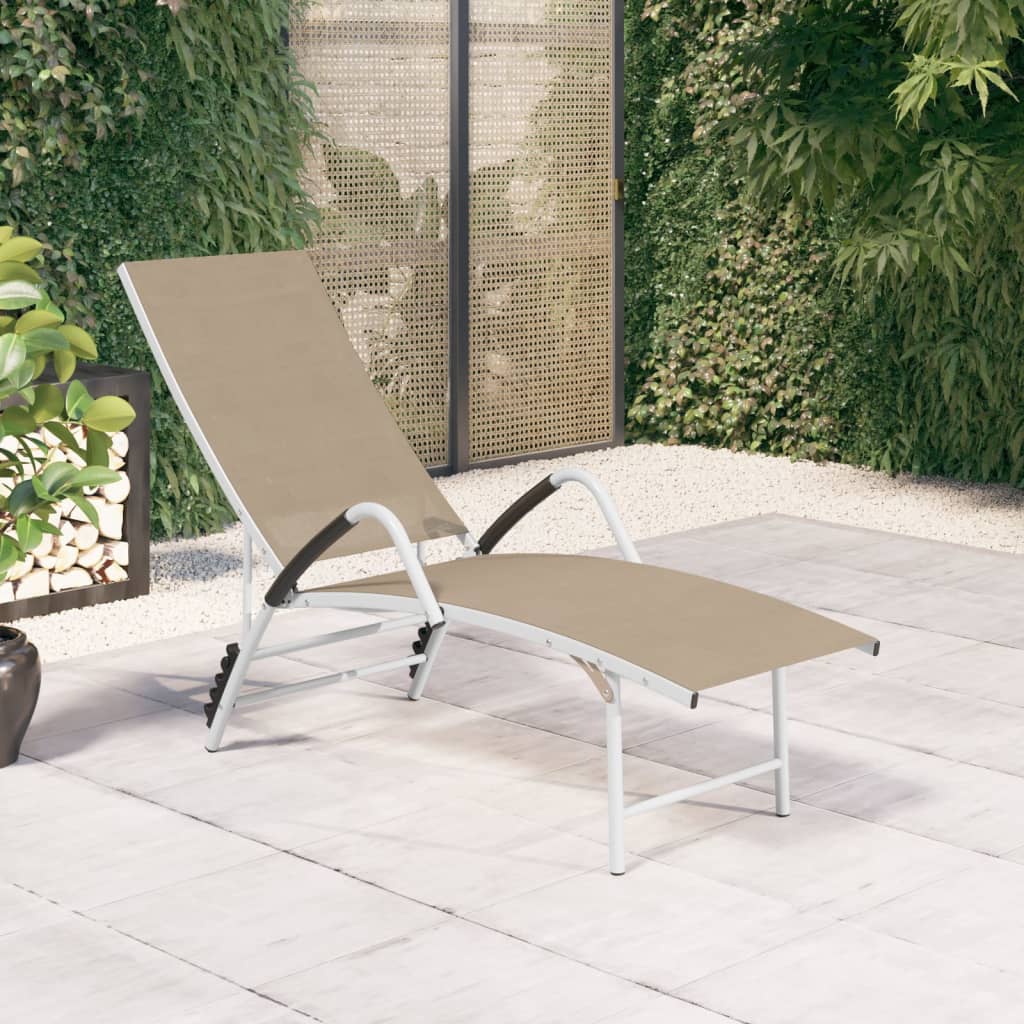 Sun Lounger Cream Aluminum Extra High Adjustable Armrests