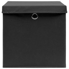 Storage Box Set of 10 Black Non-woven fabric Medium Foldable