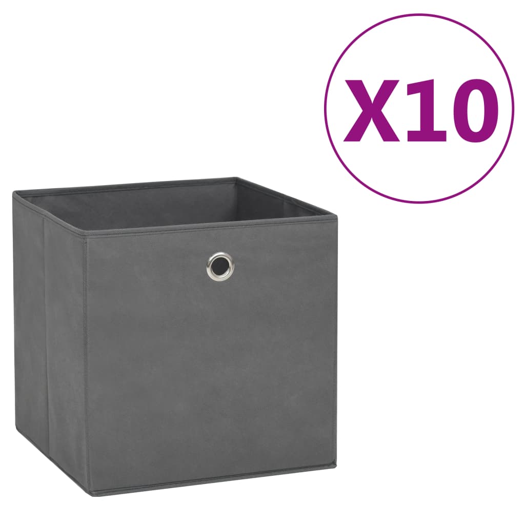 Storage Boxes 10 pcs Non-woven Fabric 11x11x11 Gray