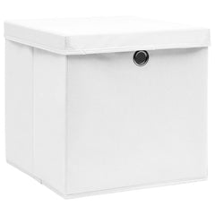 Storage Boxes with Covers 4 pcs 11x11x11 White